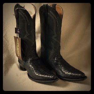 J. B. Dillon Black Python / Goat Cowboy Boots